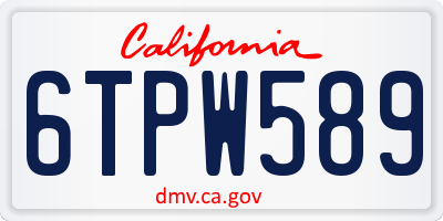 CA license plate 6TPW589