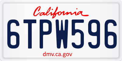 CA license plate 6TPW596