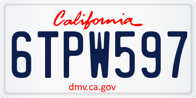 CA license plate 6TPW597