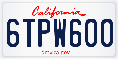 CA license plate 6TPW600