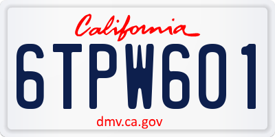 CA license plate 6TPW601