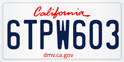 CA license plate 6TPW603