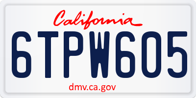 CA license plate 6TPW605