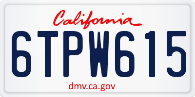 CA license plate 6TPW615