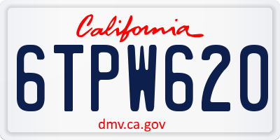 CA license plate 6TPW620