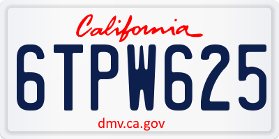 CA license plate 6TPW625