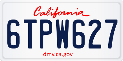 CA license plate 6TPW627