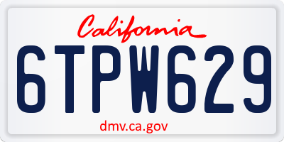 CA license plate 6TPW629