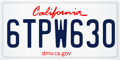 CA license plate 6TPW630