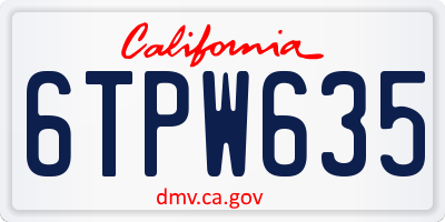 CA license plate 6TPW635