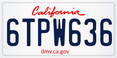 CA license plate 6TPW636