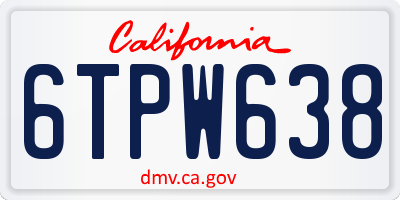 CA license plate 6TPW638