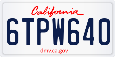 CA license plate 6TPW640
