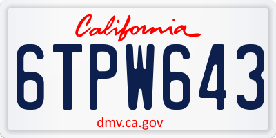 CA license plate 6TPW643