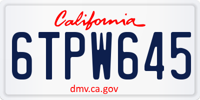 CA license plate 6TPW645