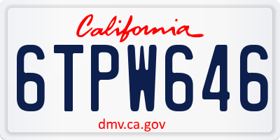 CA license plate 6TPW646