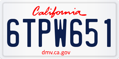 CA license plate 6TPW651