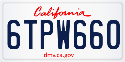 CA license plate 6TPW660