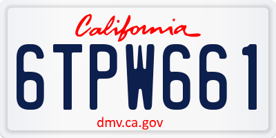 CA license plate 6TPW661