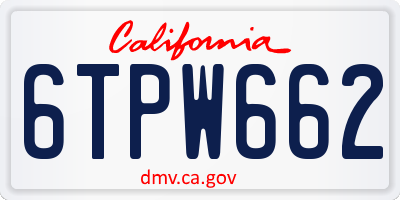 CA license plate 6TPW662