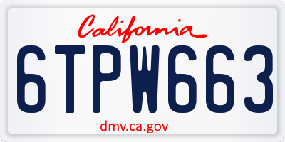 CA license plate 6TPW663