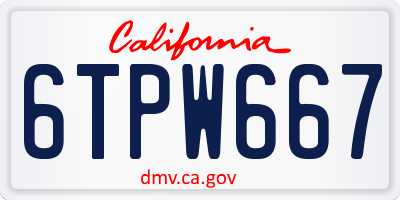 CA license plate 6TPW667