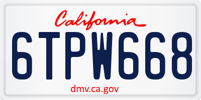 CA license plate 6TPW668