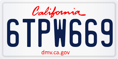 CA license plate 6TPW669