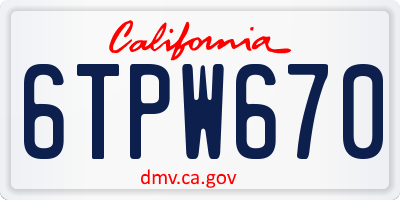 CA license plate 6TPW670