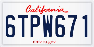 CA license plate 6TPW671