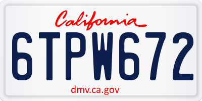 CA license plate 6TPW672
