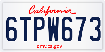 CA license plate 6TPW673