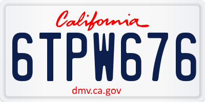 CA license plate 6TPW676