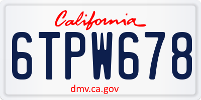 CA license plate 6TPW678