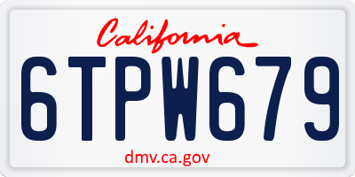 CA license plate 6TPW679