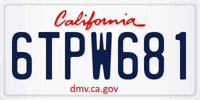 CA license plate 6TPW681