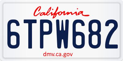 CA license plate 6TPW682