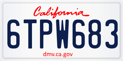 CA license plate 6TPW683