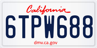 CA license plate 6TPW688