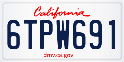 CA license plate 6TPW691