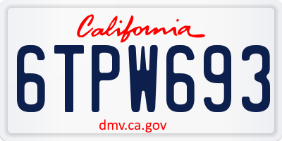 CA license plate 6TPW693