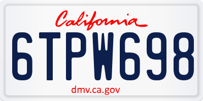 CA license plate 6TPW698