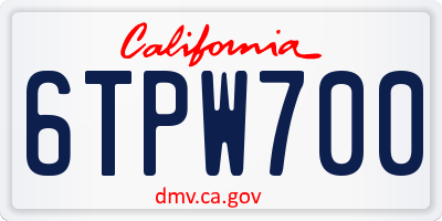 CA license plate 6TPW700