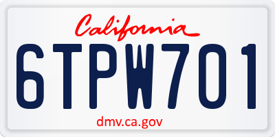 CA license plate 6TPW701