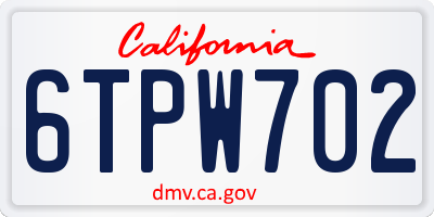 CA license plate 6TPW702