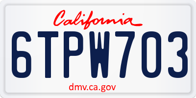 CA license plate 6TPW703