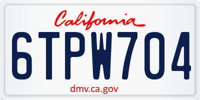 CA license plate 6TPW704