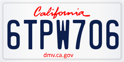 CA license plate 6TPW706