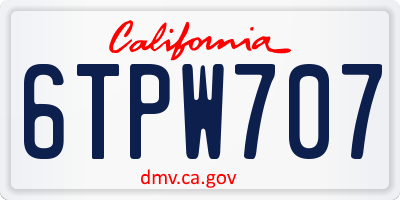 CA license plate 6TPW707