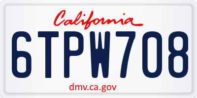 CA license plate 6TPW708